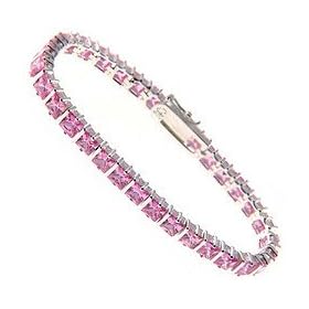 Sterling Silver Square Pink CZ Tennis Bracelet by 