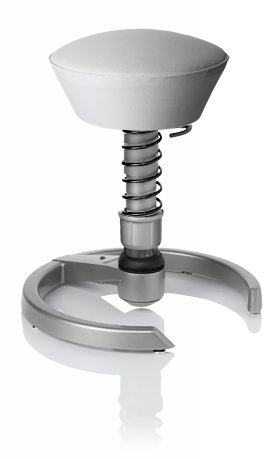 SWOPPER CARE 3D-Aktiv-Bürostuhl Hocker Sitzpolster Normal, Farbe weiss (Stamskin/Care), Fussring mit Metallgleiter, Feder SMALL 40 - 80 kg, Basis Titan Federfarbe wie Basis, Federfarbe schwarz (SWOPX16TSML)