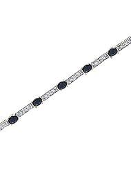 14kt Yellow Gold Oval Blue Sapphire and Diamond Bracelet