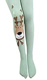 (コ-ランド) Co-land キッズレギンス 女児パンスト スパッツ 女の子タイツ 子供用ストッキング ガールズパンツ ヘラジカ柄 春秋 スキニー ジュニア グリーン M