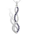 10k White Gold Sapphire and Diamond Twist Pendant