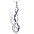 10k White Gold Sapphire and Diamond Twist Pendant