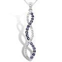 10k White Gold Sapphire and Diamond Twist Pendant