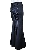 Gothic Long Fishtail Morticia Skirt Black