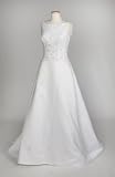White Satin Wedding Gown with Beaded Bodice and Straps