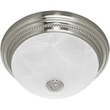 Hunter Fan Fan Ashbury 81001 Bathroom Fan, Brushed Nickel with Beaded Detail and Swirled Marble Glass