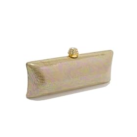 Evening Bag- Gold Leather Swarovski Crystal Clasp