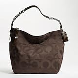 Coach Signature Op Art Tribeca Shoulder Hobo Bag Purse Tote 14128 Brown