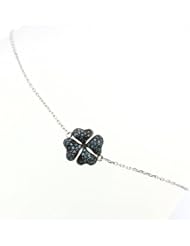 14K Gold Diamond 8" Bracelet 0.3ct Round Brilliant Blue Diamond Heart Clover Bracelets (G-H, SI1)