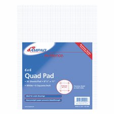 AMP22004 - Quadrille Pad - 8-1 2x11 - 20lb - 6 Sq.In. Ruling - White Image AMP22004 - Quadrille Pad - 8-1 2x11 - 20lb - 6 Sq.In. Ruling - White