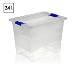 24 Liter Aufbewahrungsbox Kristallbox transparent + Deckel Aufbewahrungskiste Plaste