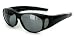 Hideaways Fit Over Polarized Sunglasses For Men and Women Who Wear Prescription Glasses in the Sun (Black w/Smoke)