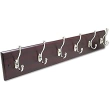 Safco 4217MH Wall Rack, Six Double-Hooks, Wood, Mahogany