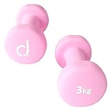 Andrew James Set of Two Pink 3kg Dumbbells With 2 Year Warranty - Perfect For Home Workouts And Exercise Classes