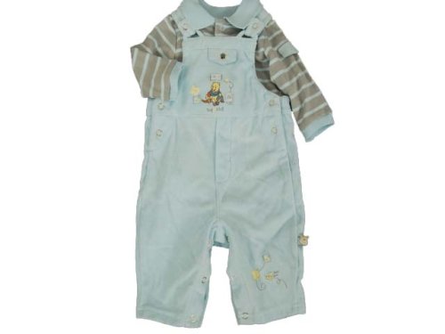 Little Boy's Disney Pooh Long Sleeve Shirt with Overall Outift (3 Months, Daydream)