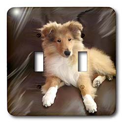 Dogs Rough Collie - Rough Collie Puppy - Light Switch Covers - double toggle switch