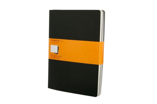 Moleskine Cahier Journal (Set of 3), Extra Large, Ruled, Black, Soft Cover (7.5 x 10)