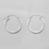 Small Sterling Silver Full Hoop Earrings w/ hinged post, 1/2 long, #9455