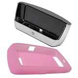 Combo of RIM BlackBerry Charging Pod (ASY-14396-008) and Pink OEM Silicone protective case for BlackBerry Storm, Thunder, 9500, 9530 (HDW-18971-006)