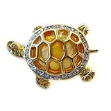 24k Gold-Plated Swarovski Crystal Large Turtle Design Brooch/Pin