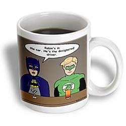  Super Hero Parody with Batman and Green Lantern at the bar - 15oz Mug