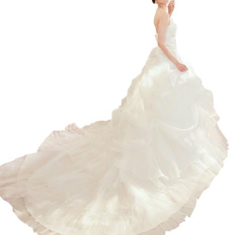 Ibeauty Luxury Chapel Train Lace Up Palace Wedding Bridal White H11033 White customer made