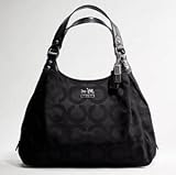 Coach Madison Signature Op Art Large Maggie Sateen Shoulder Hobo Bag Purse Black