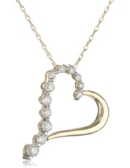 10k Gold Diamond Journey Heart-Shaped Pendant (1/4 cttw, H-I Color, 12-I2-I3 Clarity)