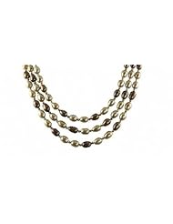 14k 3 strand (dyed) champagne, chocolate and golden freshwater cultured pearl necklace, 18"