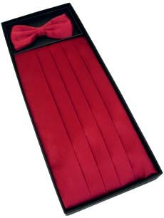 Burgundy Satin Silk Cummerbund & Bow Tie by KJ Beckett