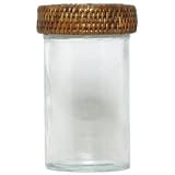 32oz Glass Pasta Jars With Round Woven Rattan Top 7.25H x 4D Set 2 by Traders and Company