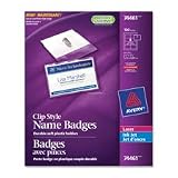 Badge Holders w/Laser/Inkjet Inserts, Top Load, 2-1/4 x 3-1/2, White, 100/Box