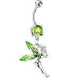 Peridot Green Gem GIANT FAIRY Dangle Belly Ring