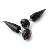16g Ed Hardy Acrylic Fake Stretchers / Tapers Short 0g Look - Panther Face - Sold by Pair