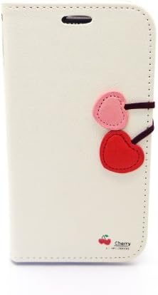 Xhorizon TM Cherry PU Leather Rubber Wallet Stand Case Cover for Samsung Galaxy S3 i9300 Cream White Wth Free xhorizon stylus and xhorizon cleaning cloth