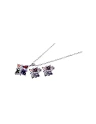 Nickel Free Sterling Silver Pendant & Earring Sets Multi Colored CZ Set