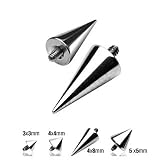 316L Surgical Steel Spikes for Internally Threaded Dermal Anchors - 4x8mm - 16 Gauge Thread Requirements (1.2mm Threading) - Sold as a Pair