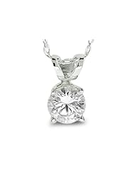 0.75 Ctw Solitaire Diamond Pendant With Chain GH/SI1-SI2 14K White Gold