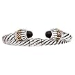 925 Silver & Onyx Cuff Bracelet with 14k Gold & Amethyst Accents