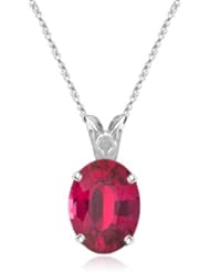 0.35 Cts of 5x3 mm Oval AA Ruby Scroll Pendant in Platinum
