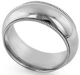 Platinum Milgrain Comfort-Fit Wedding Band, 8mm Wide