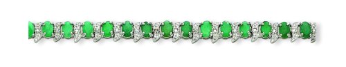 Sterling Silver Emerald and Diamond Bracelet