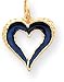 Blue Enameled Heart Charm, 14K Yellow Gold