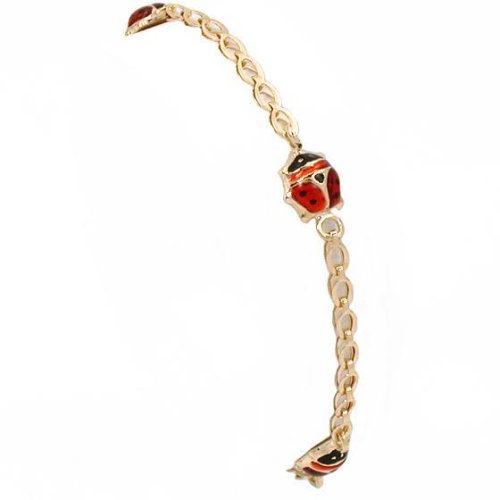 14K Gold Enamel Ladybug Bracelet Child Bug Jewelry 6