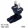SF Cable, 2 Prong Right Angle Plug Adapter, USA IEC 60320-C7 receptacle to NEMA 1-15P