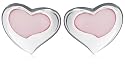 Sterling Silver E4601-PINK Women's Pink Mother of Pearl Heart Inset Stud Earrings