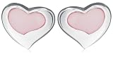Sterling Silver E4601-PINK Women's Pink Mother of Pearl Heart Inset Stud Earrings