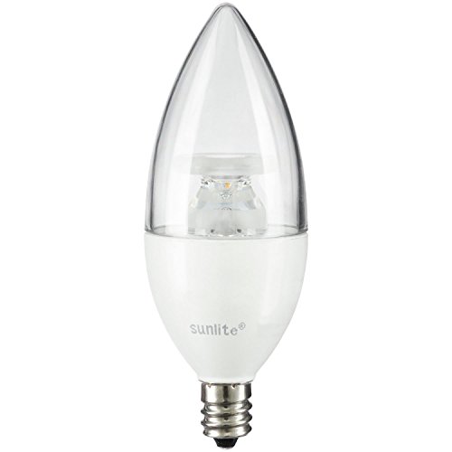 Sunlite CTC/LED/5W/E12/CL/D/ES/27K 2700K LED Torpedo Tip Chandelier 5W, 40W Equivalent Light Bulb with Candelabra E12 Base, Soft White