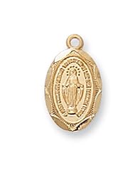 Miraculous Gold Plated Sterling Small Oval Medal