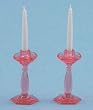 Dollhouse Miniature Chrysnbon Pink Candlesticks